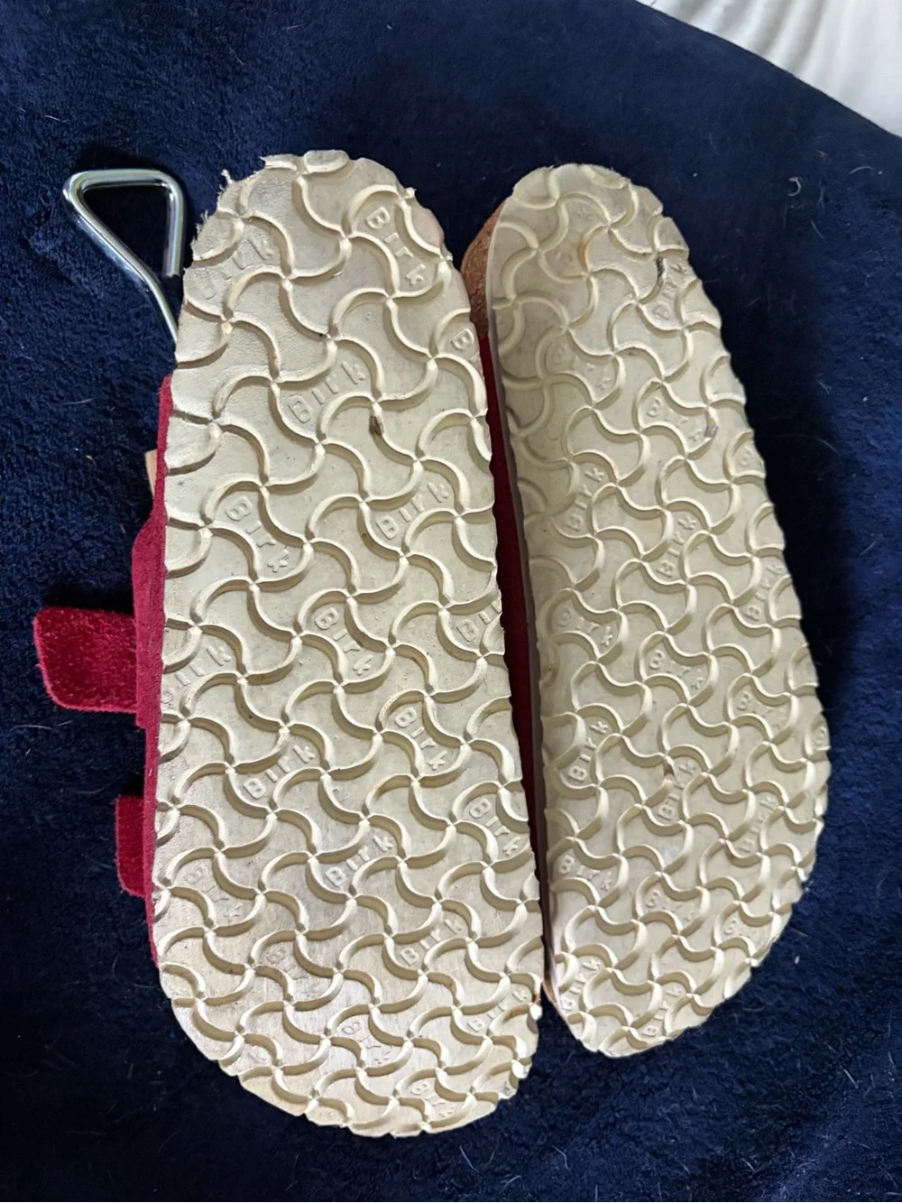 Birkenstock unisex Red Suede Double Strap Sandals